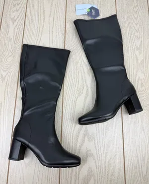 Aerosoles Women's Micah Block Heel Tall Boot 6.5W Black Faux Leather $140 thumbnail 1