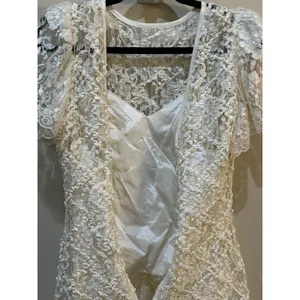 Vintage Lace Dress Size 12 Cream Ribbon Sequin Victorian‎ Romantic Delicate thumbnail 14