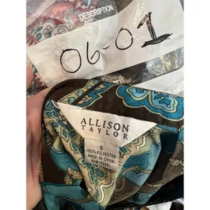 Allison Taylor 060101 Size small‎ women blouse shirt top Brown Blue short sleeve thumbnail 10