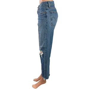 Levi's Wedgie Women's Blue High Rise Distressed Straight Denim Jeans Size 28 thumbnail 2