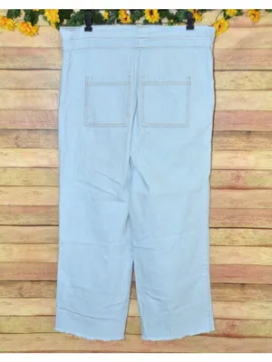 Universal Threads Cute Paper Bag Waist Light Wash Jeans Wide Leg Ladies 36x26 thumbnail 6
