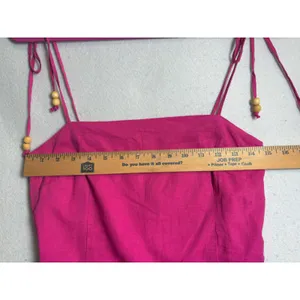 Mango MNG Womens Pink Linen Blend Beaded Strap Smocked Back Mini Dress Size S thumbnail 11