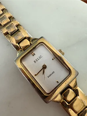 Relic Gold-Tone Women's Rectangular Bracelet Watch with White Dial Needs Battery thumbnail 5