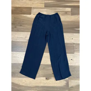 Chaus Pants Size 8 Navy 100% Silk Straight Leg Elastic Waist Vintage Trousers thumbnail 9