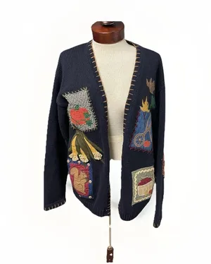 VTG Sharon Young Barn Fall Design Sweater Cardigan Sz Medium Cottagecore thumbnail 1