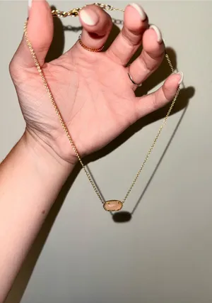 Kendra Scott Gold Necklace with Pale Pink Stone thumbnail 1
