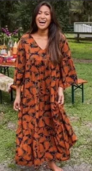 Natural Life Charlotte Boho Dress in Navy/Rust Size Large XL Maxi thumbnail 1