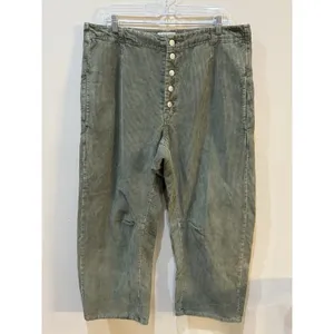 We‎ The Free People Green Button Fly Cord Barrel Leg Pants Size 33 thumbnail 2