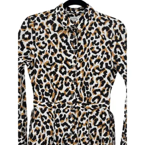 NWT J.Crew Womens Leopard Print Tie Waist‎ Cotton Shirt Dress Long Sleeve Size 0 thumbnail 8