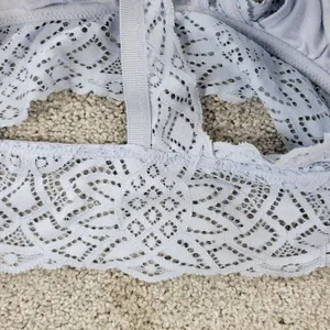 Aerie Lace Bralette‎ Womens S Blue Padded Adjustable Crossed Strap Lingerie Top thumbnail 9