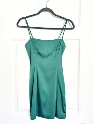 NWOT Sunday Best Shimmer Satin Dress - Emerald - 00 thumbnail 9