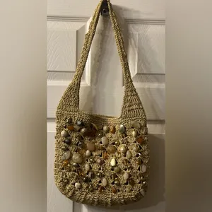 Capelli of New York Beige Crochet Shoulder Bag thumbnail 2