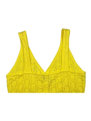 Milk & Honey Yellow Pointelle Knit Button Front Tank Top Size Medium thumbnail 4