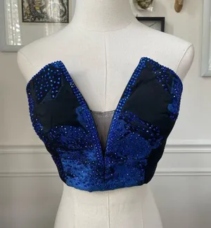 Ellie Wilde Formal Bandeau Crop Top Bustier Cobalt Blue Black 4 thumbnail 1
