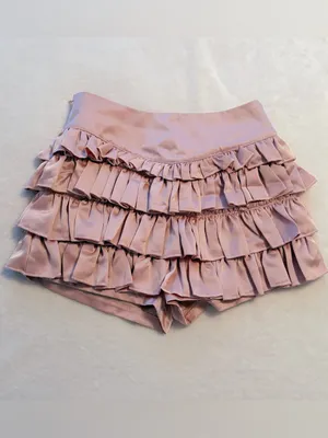 Japanese Kawaii Y2K Cottagecore Silky Dusty Pink Layered Ruffle Mini Skirt Skort thumbnail 6
