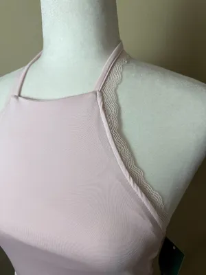 Wild Fable Light Pink Asymmetrical Lace Trim Halter Size Small NEW thumbnail 2