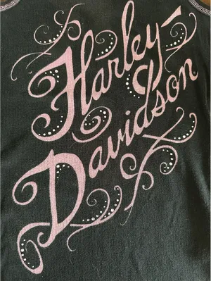Harley Davidson Womens Small Black Ribbed Tank Top Pink Graphic Rhinestones Y2K thumbnail 3