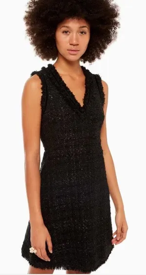 Kate Spade Black Sparkle Sleeveless Tweed Dress Cocktail Size 2 thumbnail 1