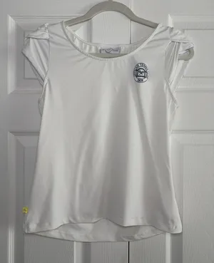 L'oeuf Poche Sippican Tennis Club Top Womens M White Cap Sleeve Athletic thumbnail 1