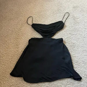 ZARA Black spaghetti strap cute put draped mini dress never worn thumbnail 5