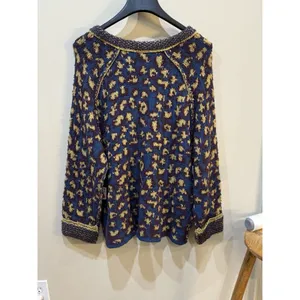 Free People‎ Womens Little Animal Pullover Blue Fig Combo Size Medium Oversized! thumbnail 5