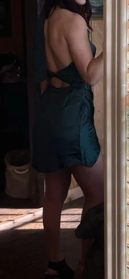 Here Comes the Sun Halter Dress Green Cowl Neck thumbnail 3