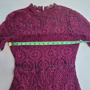 Lulus‎ Remarkable Plum Purple Floral Lace Short Sleeve Mock Neck Dress JML6912 S thumbnail 7