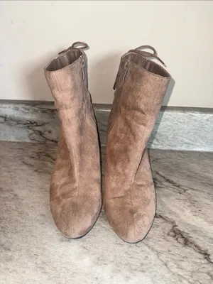 2 Lips Too Taupe Suede Wedge Ankle Boots with Lace-Up Back thumbnail 3