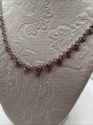 Delicate Pink Crystal Station Necklace Women Jewelry NEW thumbnail 2