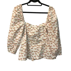 NWT Aritzia Little Moon Horse Print Puff Sleeve Square Neck Blouse L thumbnail 13