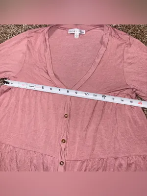Moa Moa Dusty Pink Button-Front Tiered Long Sleeve Top Small thumbnail 7