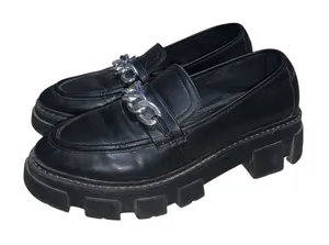 No Boundaries Black Chunky Chain Platform Lug Loafers thumbnail 1