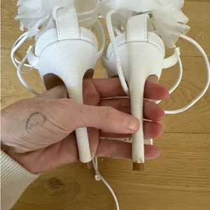 Gianni Bini x Caelynn Bell - Papillon Flower Ankle Wrap Strappy Sandals in White thumbnail 7