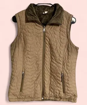 Women’s Free Country Quilted Vest With Faux Fur Lining Brown Tan Size Medium thumbnail 1