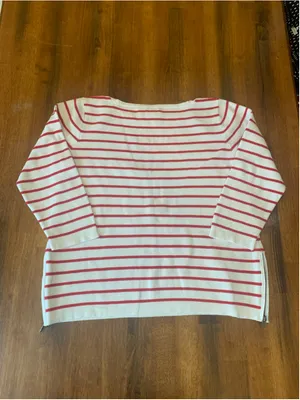 J.Crew Striped Crew Neck Sweater White Red Size L thumbnail 6