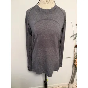 Lululemon Swiftly Tech Long Sleeve Shirt Grey Heathered‎ Size 10 thumbnail 2