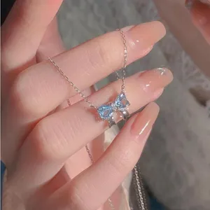 Blue Bow Necklace Silver thumbnail 2