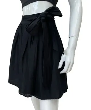Club Monaco Claire Black Silk/Linen Blend Wrap Skirt, Sz Medium NWT $109 retail thumbnail 1