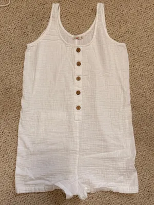 Faherty Dream Cotton Gauze‎ Jamesport Romper White Organic Cotton Size M thumbnail 3