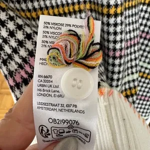 Maeve Colorful Houndstooth Button Front Knit Sweater Shift Mini Dress Medium NWT thumbnail 7