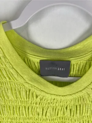Hudson Gray Lime Linen Blend Smocked Flutter‎ Sleeve Top Size M NWT thumbnail 3