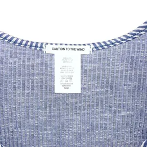 Caution To The Wind Blouse Womens S Blue & White Striped Wrap‎ Peplum Top thumbnail 3