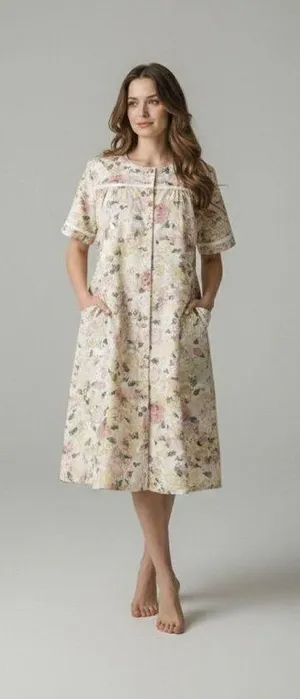 Women's Cottagecore Nightgown Romantic Embroidered Sleepwear Short Sleeve Large thumbnail 2