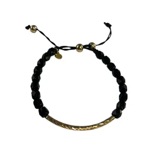 Amelia Rue Beaded Adjustable Black & Gold Tone Bracelet thumbnail 2