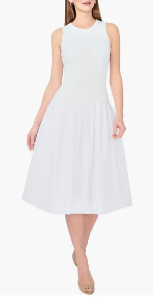 NWT 1.STATE Mixed Media Tank Midi Dress in Ultra White Size Medium (M) thumbnail 1