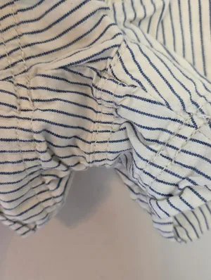 American Eagle Cotton Cream and Blue Striped Shorts with Tie Waist thumbnail 4