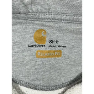 Carhartt Women Striped Quarter Zip‎ Hooded Sweatshirt Relaxed Fit Cozy Gray Sz S thumbnail 7