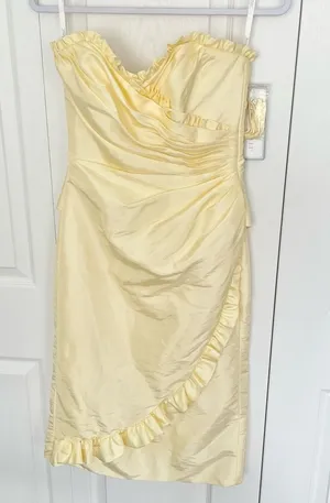 NWT Sophia Tolli Lemon yellow strapless dress Sz 4 - small flaw thumbnail 1