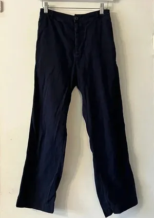 Xirena Navy Blue Thatcher Pants Button Fly Straight Leg Relaxed XS Boyfriend thumbnail 1