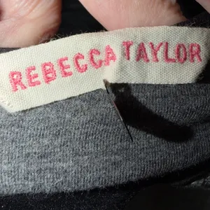 Rebecca Taylor Grey Black Colorblock Fit Flare Dress Cap Sleeve V-Neck Zip Back thumbnail 3